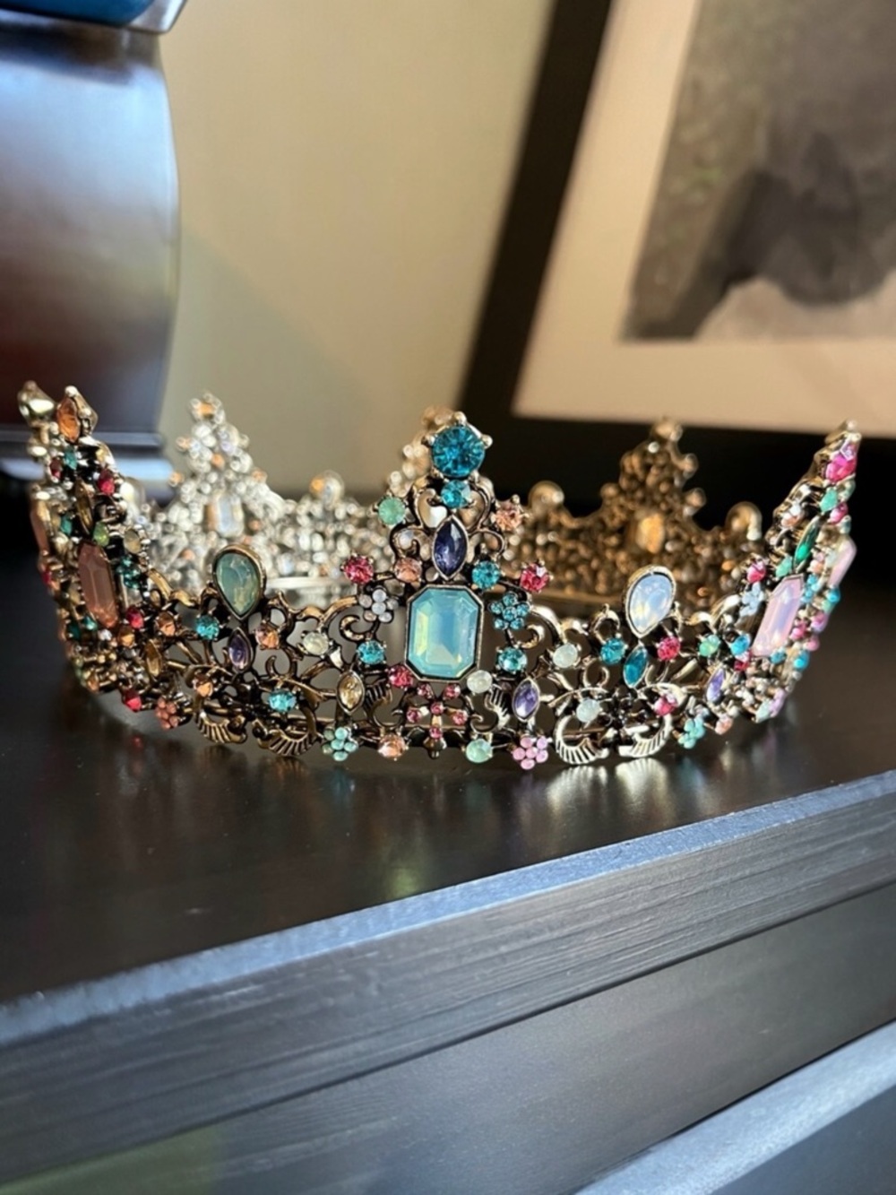 Multicoloured Sparkly Rhinestone Gemstones Crown. New.